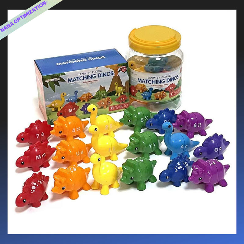 ของเล่นจับคู่ตัวอักษร ABC ไดโนเสาร์ ตัวเลข การนับเลข การจับคู่ การตรัสรู้ การสอน การเรียนรู้ สําหรับเด็กปฐมวัย