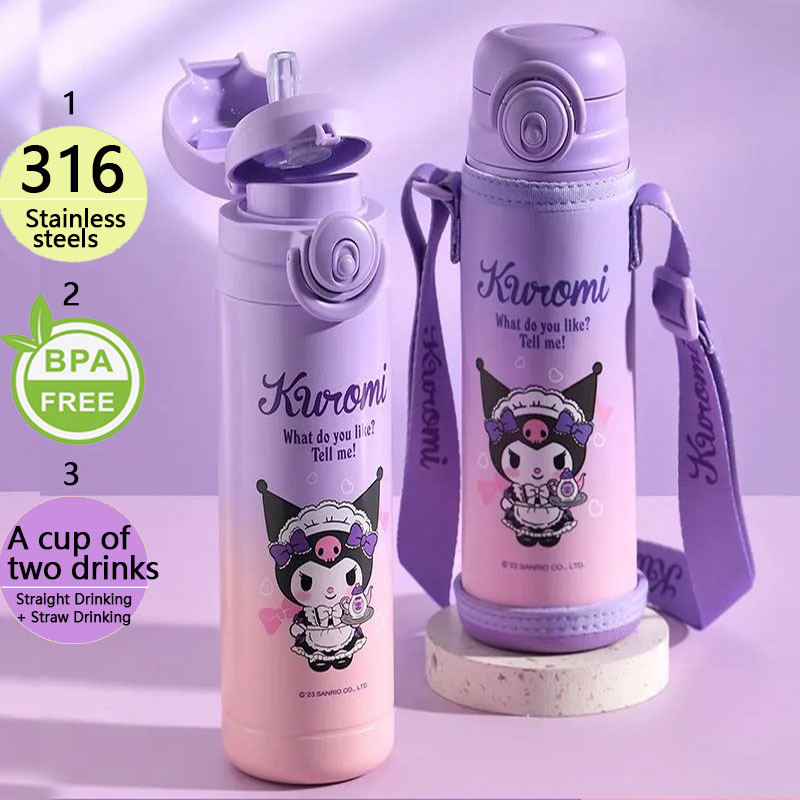 กระติกน้ําร้อนสเตนเลส 316 ลาย Hello แก้วน้ําเก็บความเย็น Hello Kitty พร้อมหลอดดูดน้ํา 500 มล. สําหรับเด็ก ขวดน้ําร้อน เก็บอุณหภูมิ ขวดน้ํา sanrioพร้อมหลอดดูดน้ํา 500 มล. สําหรับเด็ก กระติกน้ําเด็ก ขวดน้ําร้อน เก็บอุณหภูมิ