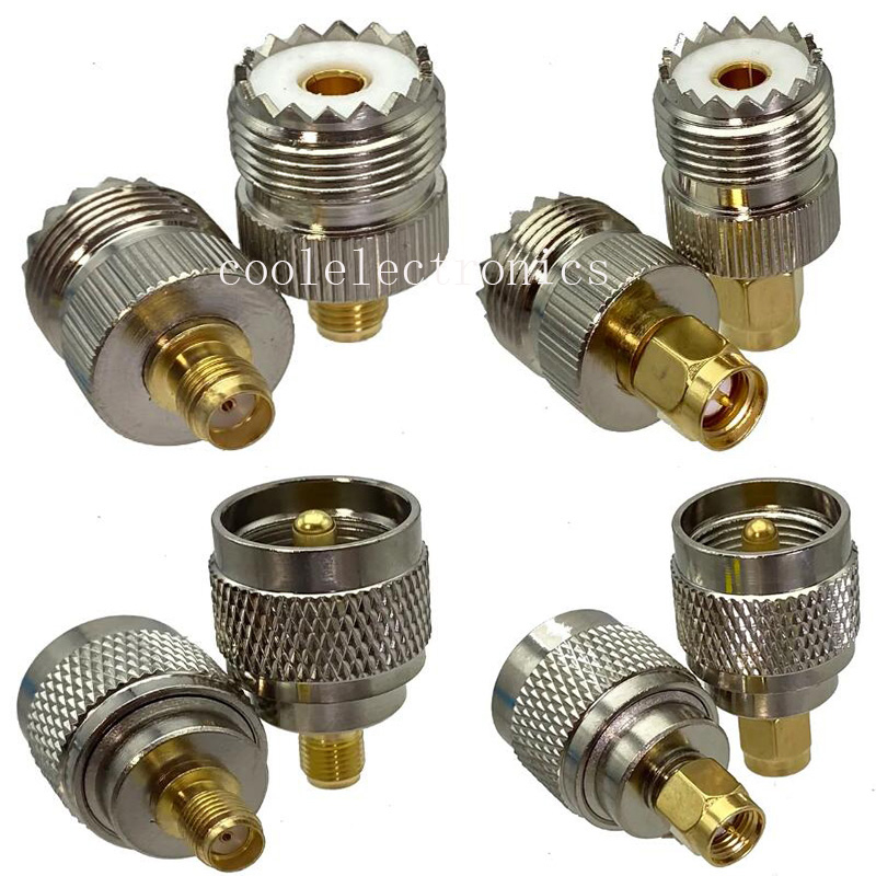 อะแดปเตอร์เชื่อมต่อสายเคเบิลโคแอ็กเชียล SMA ตัวผู้ ตัวเมีย เป็น UHF SO239 UHF PL259 RF 2 ชิ้น
