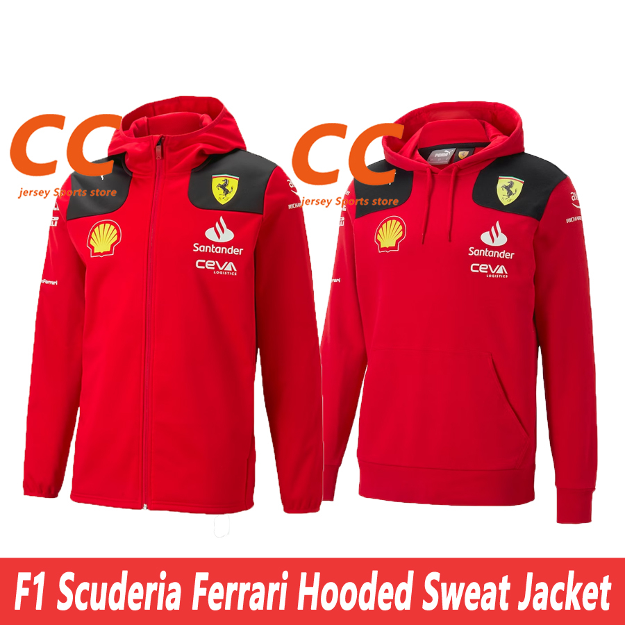 F1 Scuderia Ferrari 2023 เสื้อแจ็กเก็ต มีฮู้ด แบบนิ่ม