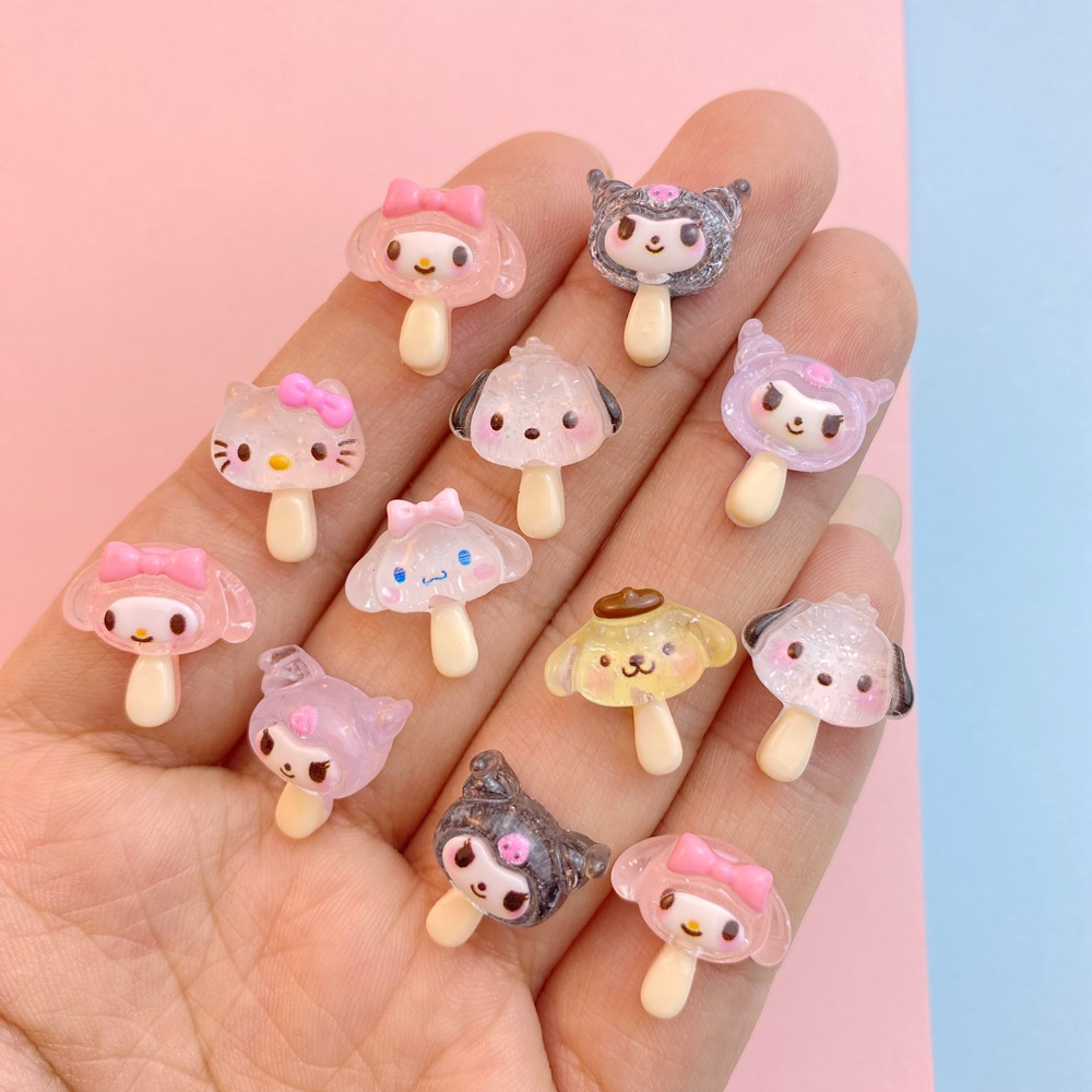Sanrio ใหม่ เรซิ่น ลายการ์ตูน Kulomi Melody Cinnamon 3D สําหรับตกแต่งเล็บ DIY 20 ชิ้น
