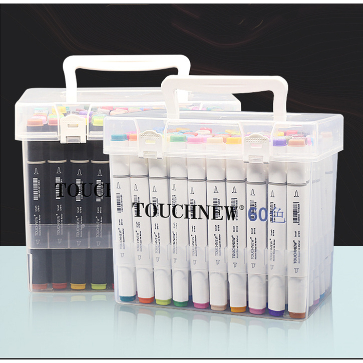 Touchnew ชุดกล่องปากกามาร์กเกอร์ 6 รุ่น 12 30 60 80 168 สี สําหรับวาดภาพการ์ตูนแอนิเมชั่น JO473