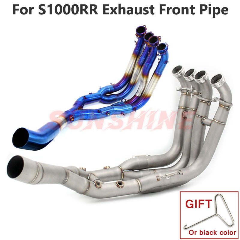 สําหรับ S1000RR S1000R S1000 RR ไอเสียรถจักรยานยนต์เต็มระบบดัดแปลง 60 มม.ท่อด้านหน้าครึ่งสีฟ้าลื่นบน