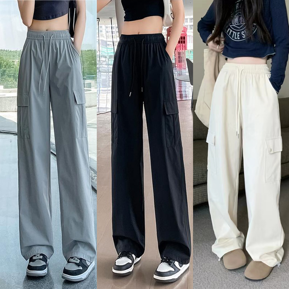 Bella🌻ชุดเอี๊ยมสตรีสไตล์อเมริกัน ขาตรงทรงหลวม รุ่นขากว้างลำลอง