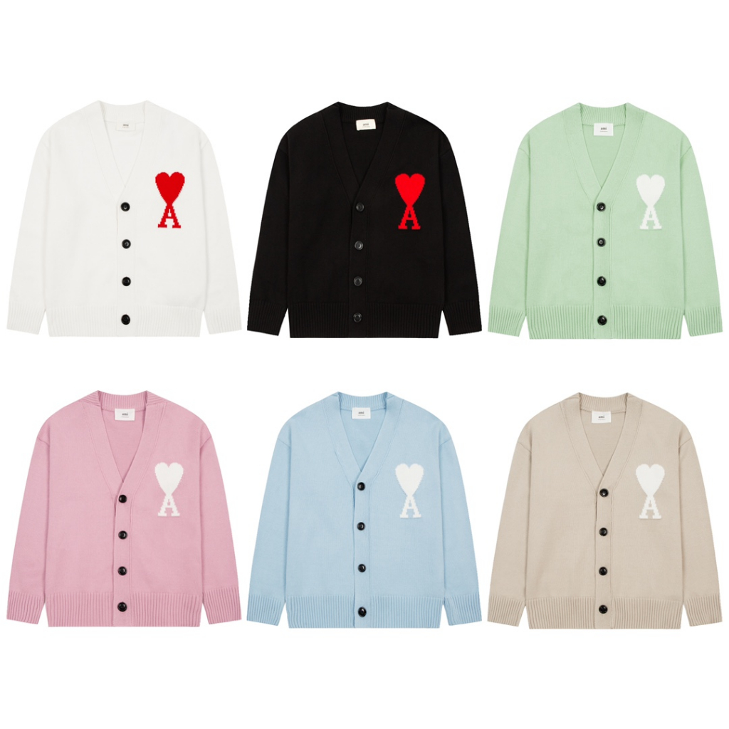 พร้อมส่ง เสื้อคาร์ดิแกนกันหนาว แขนยาว ผ้าถัก ปักลายหัวใจ ขนาดใหญ่ สไตล์คลาสสิก สําหรับชาย และหญิง