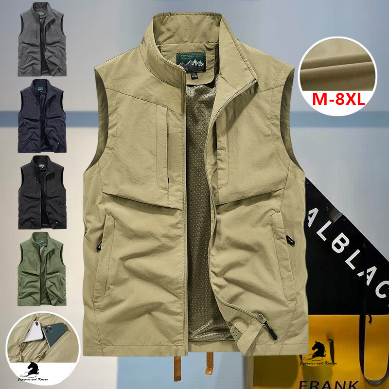 [M-8XL] เสื้อแจ็กเก็ตลําลอง กันลม กันน้ํา มีหลายกระเป๋า พลัสไซซ์ แฟชั่น สําหรับเล่นกีฬากลางแจ้ง