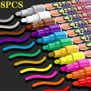 ปากกามาร์กเกอร์ชอล์กเหลว 8 ชิ้น สําหรับ AD Blackboard Black Signs Chalk Board LED Glass