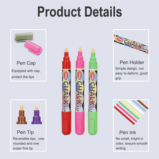 ปากกามาร์กเกอร์ชอล์กเหลว 8 ชิ้น สําหรับ AD Blackboard Black Signs Chalk Board LED Glass
