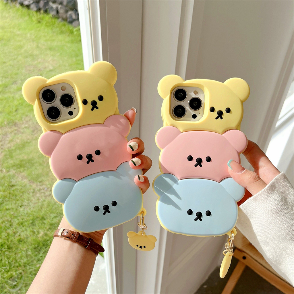 สําหรับiphone Case 16 Pro Max 15 Pro Max 14 Pro Max 13 Pro Max 12 Pro Max 3D Stereoscopic Candyสามหมีซิลิโคนนุ่ม