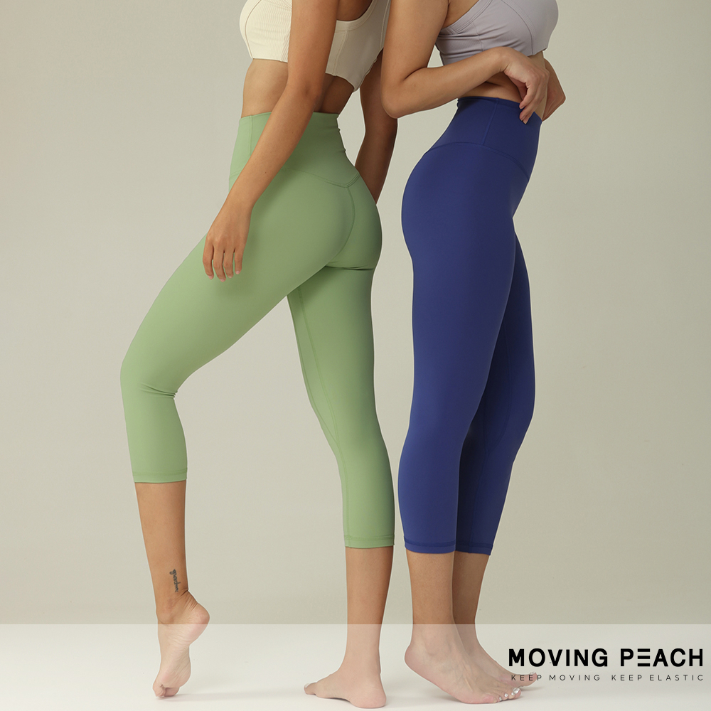 Moving Peach Capri กางเกงโยคะ เอวสูง เนยนิ่ม ฟิตเนส กางเกงครอป พร้อมกระเป๋า ACT