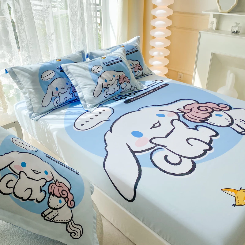 Dansunreve ผ้าปูที่นอน 5 ฟุต 6 ฟุต ลาย Hello Kitty Kuromi Sanrio Cinnamon thumbnail 3