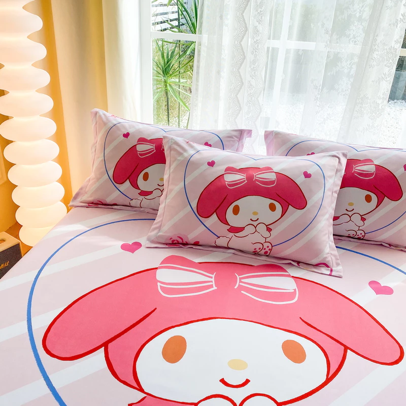 Dansunreve ผ้าปูที่นอน 5 ฟุต 6 ฟุต ลาย Hello Kitty Kuromi Sanrio Cinnamon thumbnail 8