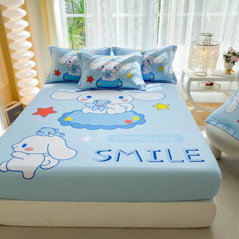 Dansunreve ผ้าปูที่นอน 5 ฟุต 6 ฟุต ลาย Hello Kitty Kuromi Sanrio Cinnamon thumbnail 9