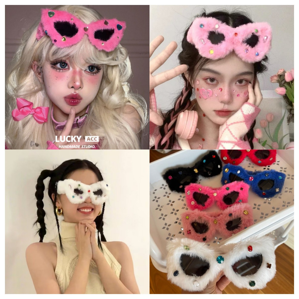 แว่นตากันแดด ประดับเพชร ทรงสามเหลี่ยม รูปหูแมว สีขาว เหมาะกับวันคริสต์มาส สําหรับผู้หญิง