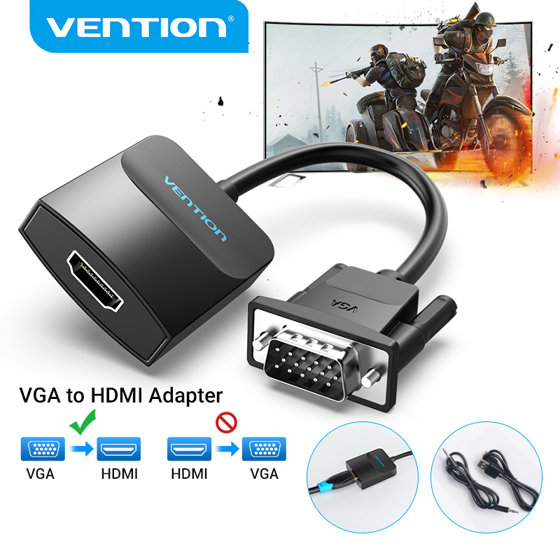 Vention อะแดปเตอร์สายเคเบิลแปลง VGA เป็น HDMI 1080P 60Hz โปรเจคเตอร์ดิจิทัล สำหรับ PC/แล็ปท็อป/TV/จอ