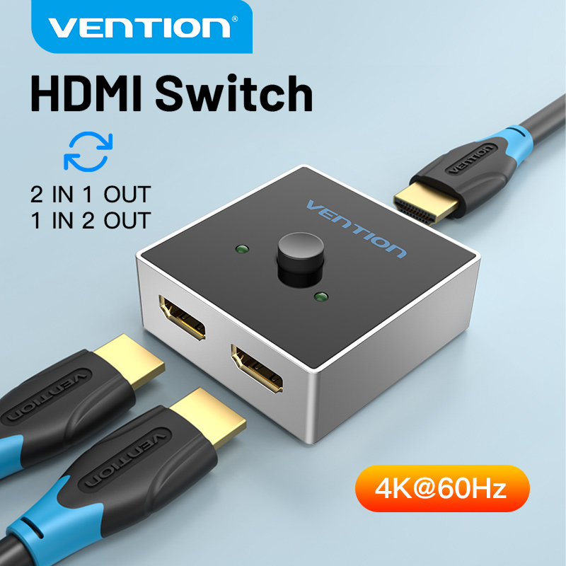 Vention ตัวสลับวิดีโอ bi-direction 4K HDMI 2.0 1 เข้า 2 ออก หรือ 2 เข้า 1 ออก สำหรับ นำไปใช้กับ PS4 กล่อง TV AFLH0