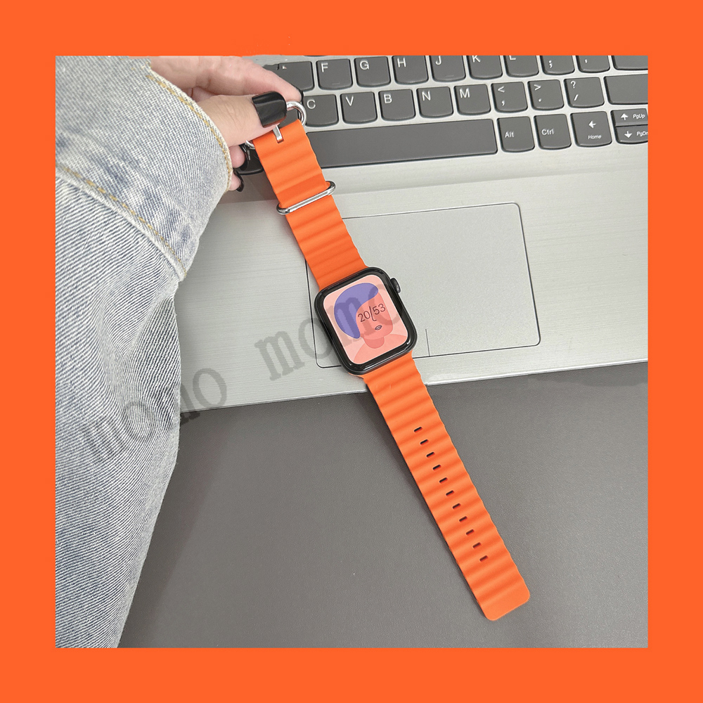 ใหม่ล่าสุด สายนาฬิกาข้อมือซิลิโคน สีมหาสมุทร สําหรับ iWatch Ultra 2 Series S9 S8 S7 SE S6 S5 S4