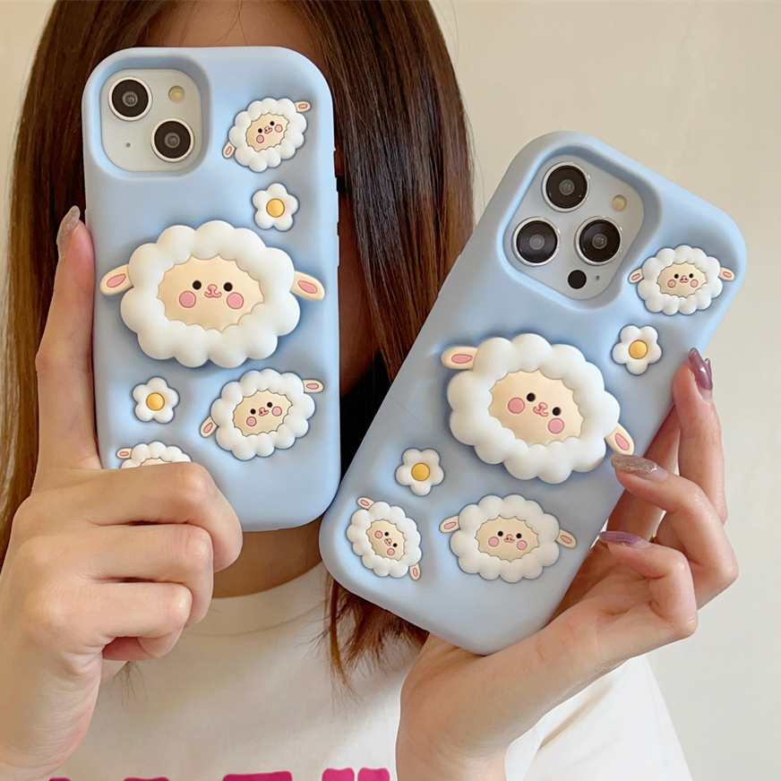 สําหรับIphone Case 17 Pro Max 16 Pro Max 15 Pro Max 14 Pro Max 13 Pro Max 12 Pro Max 3D Stereoscopicแกะน้อยซิลิโคนนุ่มกรณี