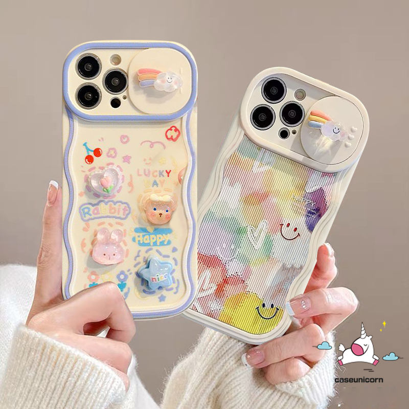 เคสโทรศัพท์มือถือ ลายการ์ตูนกราฟฟิตี้หัวใจ หน้ายิ้ม 3D ป้องกันเลนส์กล้อง สําหรับ iPhone 11 14 12 13 11 Pro Max 7 8 6 6s Plus XR X XS Max