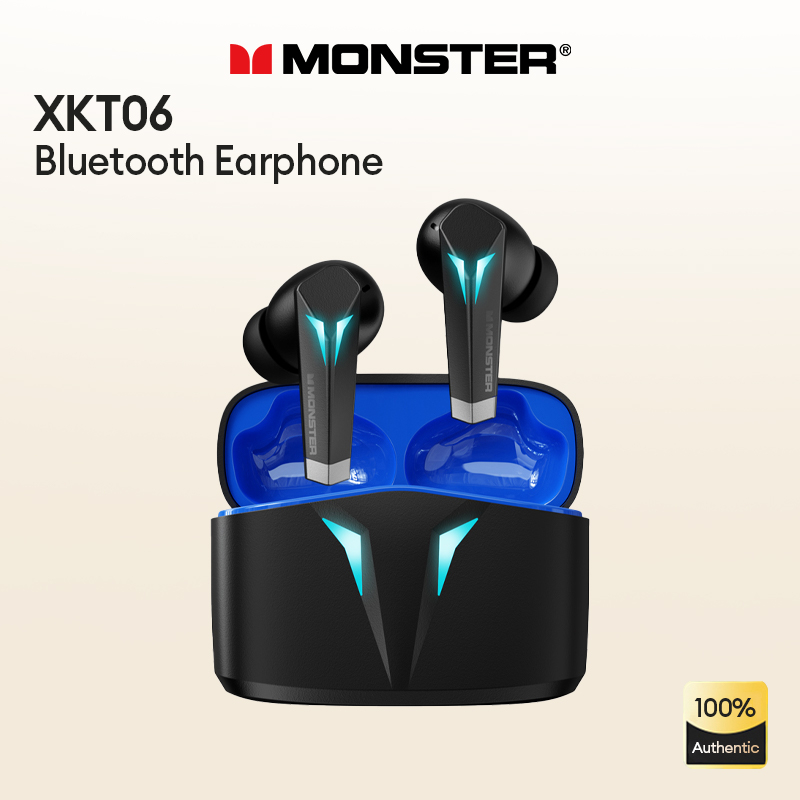 Monster XKT06 หูฟังบลูทูธไร้สาย HIFI ลดเสียงรบกวน เชื่อมต่อเร็ว คุณภาพเสียงดี สําหรับเล่นเกม ชิปเกม บลูทูธ 5.2