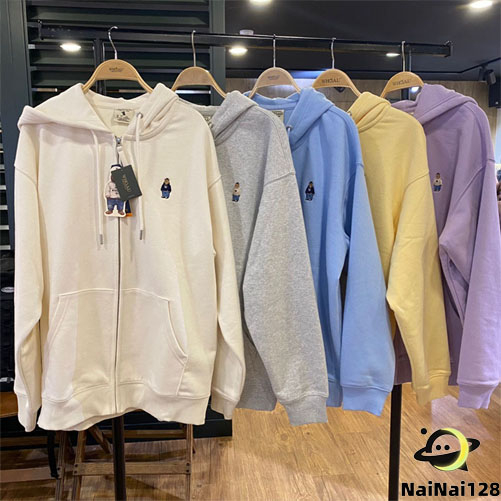 ใหม่ เสื้อกันหนาวมีฮู้ดผู้หญิง เสื้อคลุมแขนยาว มีซิป ผ้าสำลี เนื้อผ้านิ่ม ลายหมี น่ารัก สไตส์วัยรุ่นเกาหลี hooded【NaiNai 128】
