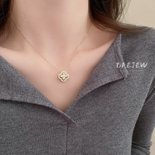 DREJEW สร้อยคอโซ่ จี้เพทาย รูปดอกไม้ น้ําหนักเบา หรูหรา สไตล…