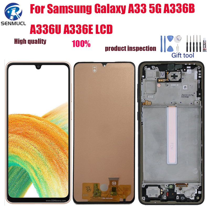 อะไหล่หน้าจอสัมผัส LCD พร้อมกรอบ สําหรับ Samsung Galaxy A33 5G A336B A336U A336E