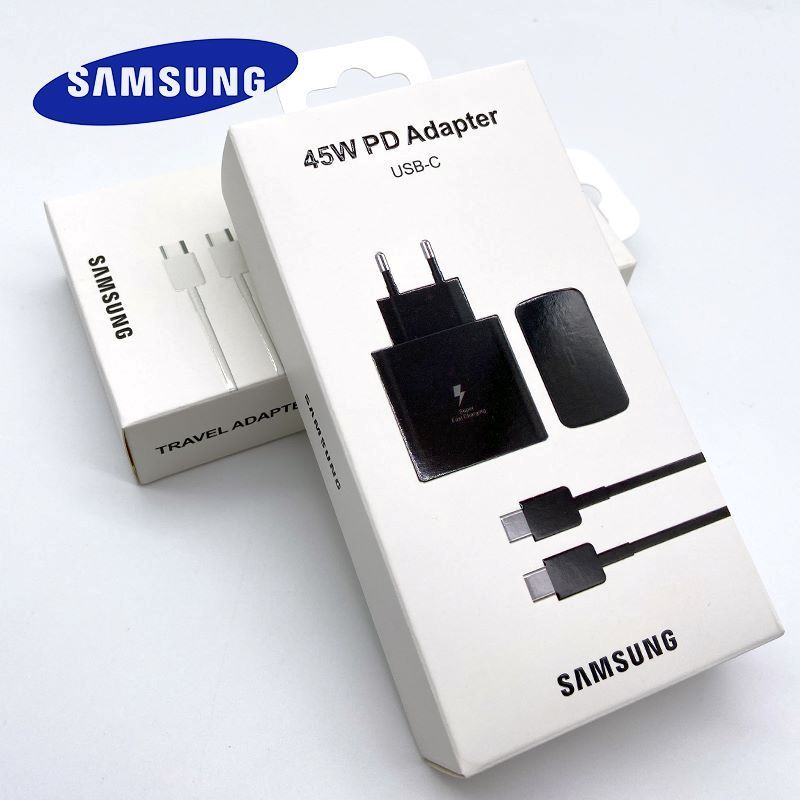 Samsung 45W PD Charger Super Fast Charging 2.0 3A 1.8M ประเภท C อะแดปเตอร์สายเคเบิลสําหรับ Galaxy S2