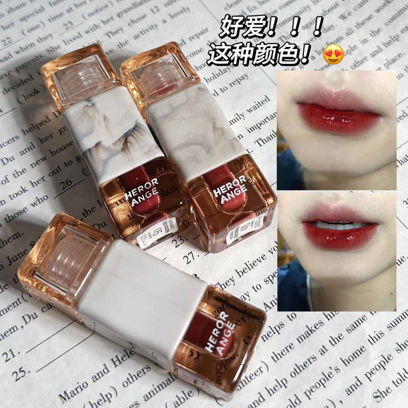 Herorange ลิปสติก ลิปกลอส เนื้อนิ่ม กันน้ํา ให้ความชุ่มชื้น ติดทนนาน 6 สี Hr570