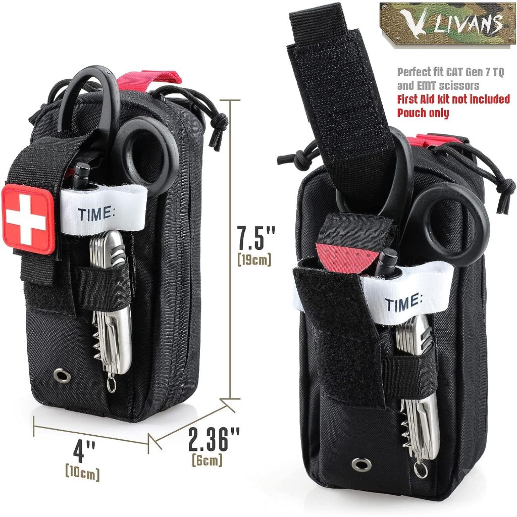 กระเป๋าปฐมพยาบาลยุทธวิธี MOLLE Rip-Away EMT IFAK Trauma Kit Everyday Carry Survival Bag รวม Cross Patch