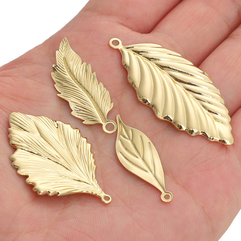 เครื่องประดับ จี้ใบไม้ ชุบทอง 14k สามมิติ แฮนด์เมด DIY