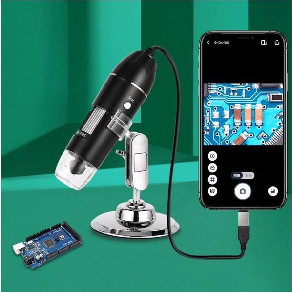 กล้องจุลทรรศน์ดิจิทัล Usb Hd แว่นขยายตั้งโต๊ะ อิเล็กทรอนิกส์ (1600X)