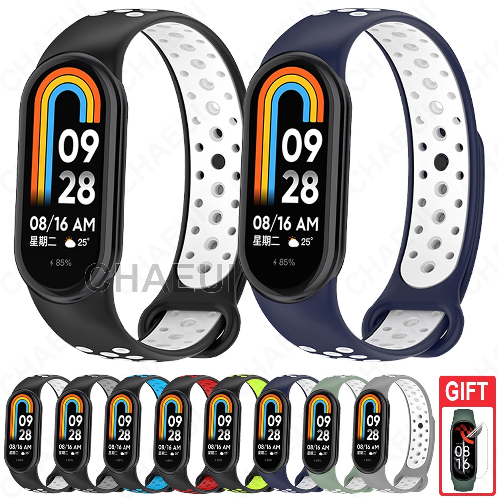 สายรัดซิลิโคนเปลี่ยนอุปกรณ์เสริมสีคู่สายรัดข้อมือสําหรับ Xiaomi Smart Band 10 9 8 / Band 10 Ceramic Edition