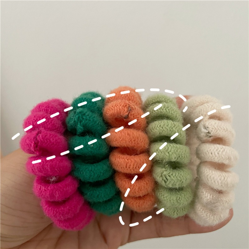 ยางมัดผมหางม้า แบบเกลียว สีพื้น แฟชั่นสําหรับผู้หญิง - รูปที่ 3