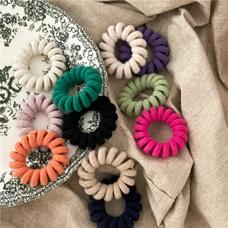 ยางมัดผมหางม้า แบบเกลียว สีพื้น แฟชั่นสําหรับผู้หญิง - รูปที่ 5