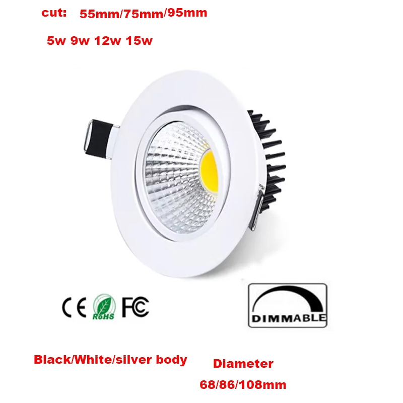 โคมไฟติดเพดาน LED COB 18w 9w 5w หรี่แสงได้ สามารถปรับได้