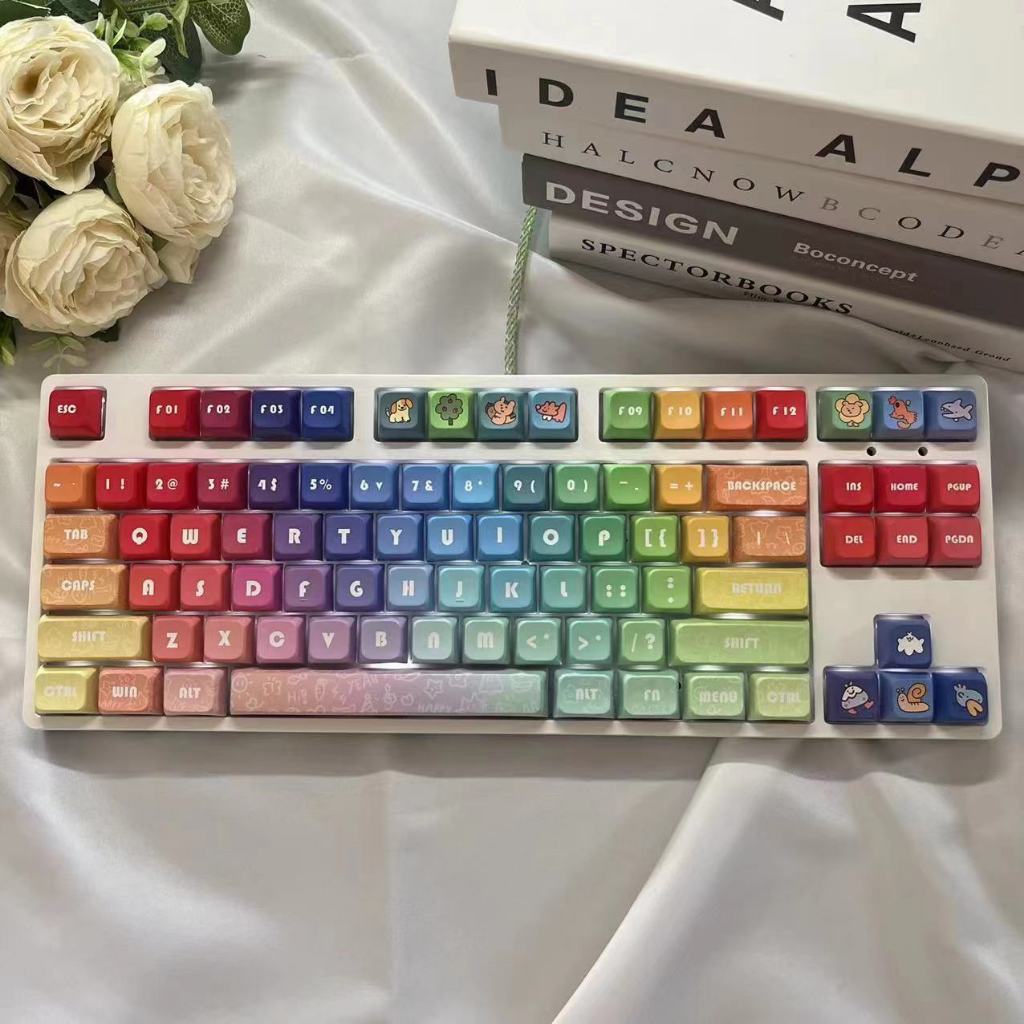 ขายตรงจากโรงงาน ปุ่มกดคีย์บอร์ดไล่ระดับสีรุ้ง XDA PBT, ชุดเต็ม 133 คีย์, กระบวนการระเหิดห้าด้าน, 61/87/96/98/104/108 และคีย์บอร์ดเชิงกลอื่นๆ ส่วนใหญ่