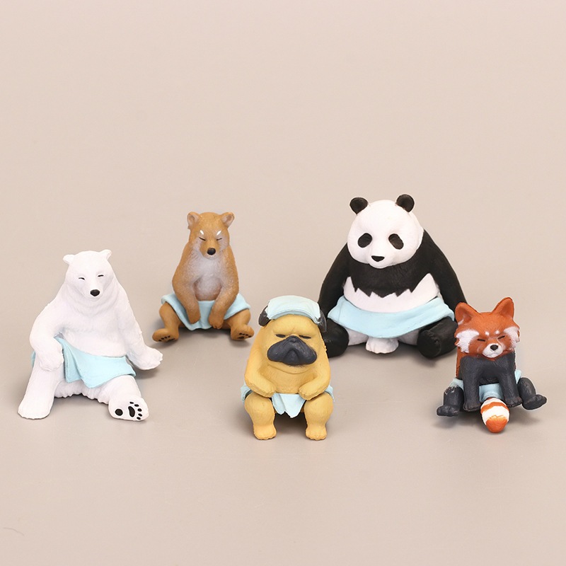โมเดลฟิกเกอร์ PVC รูปสัตว์หมีขั้วโลก แพนด้า สุนัขจิ้งจอก หมีแพนด้า สีแดง ขนาด 4.5 ซม. ของเล่นสําหรับเด็ก ของขวัญ 5 ชิ้น ต่อชุด