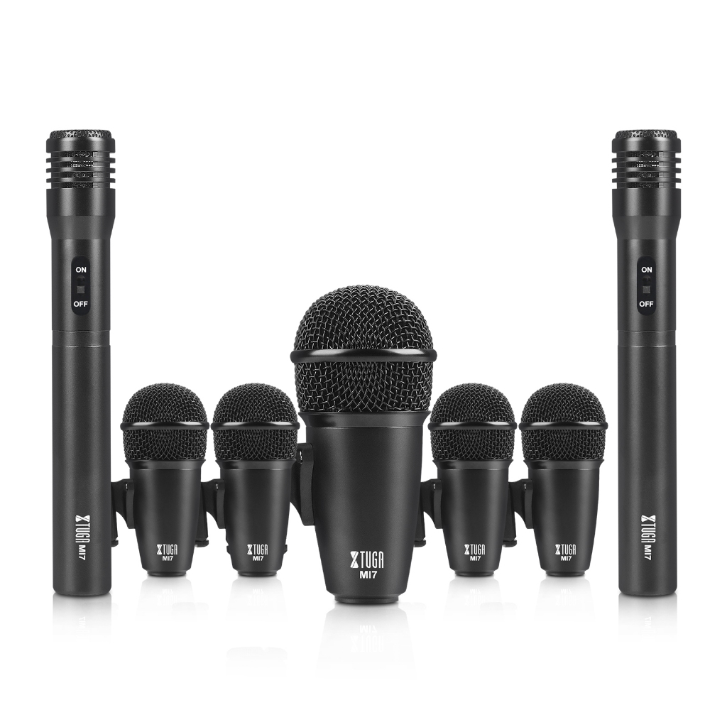 Xtuga MI7 ชุดไมโครโฟนไดนามิก แบบมีสาย 7 ชิ้น สําหรับกลองทอม สแนร์ และฉาบ