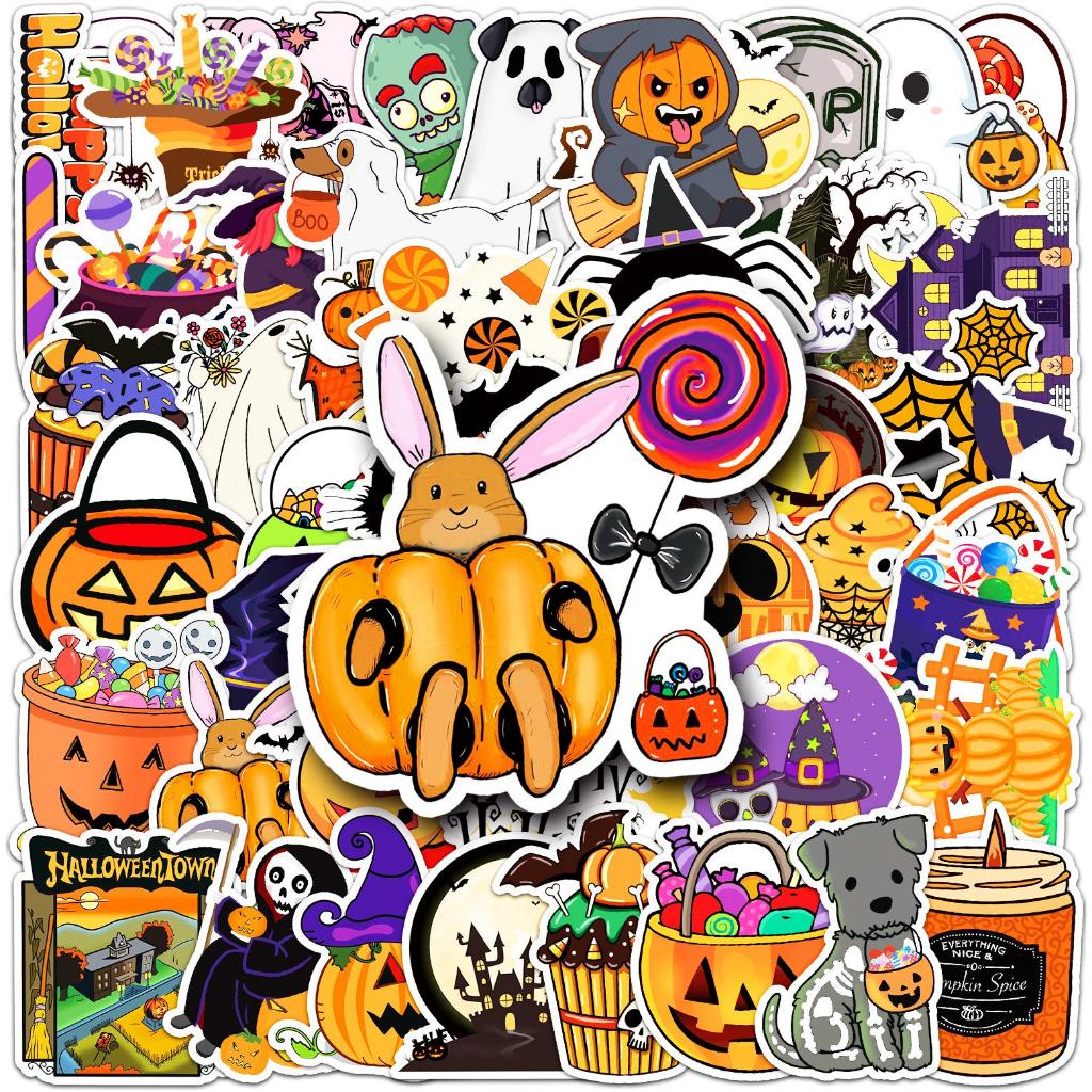 การ์ตูน 50 ชิ้นตลกฮาโลวีนสติกเกอร์น่ารักกันน้ํา DIY สําหรับโทรศัพท์แล็ปท็อปรถสติกเกอร์ Creative Home Decal