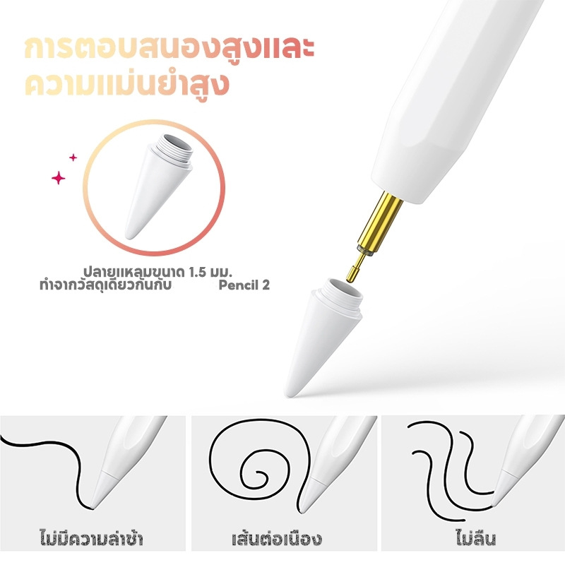 Jamjake G10SE ปากกาสไตลัส วางมือบนจอ+แรเงาได้+ปลายปากกาอัจฉริยะ Stylus Pen for iPadรุ่นตั้งแต่ปี2018 - 5