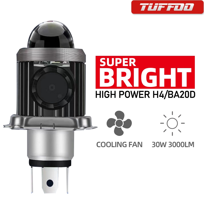 Tuffoo ไฟหน้ารถจักรยานยนต์ Led H4 HS1 H6 Ba20d สูงต่ํา พร้อมเลนส์ DC AC 9-80V 3000K สีเหลือง 6000K สีขาว