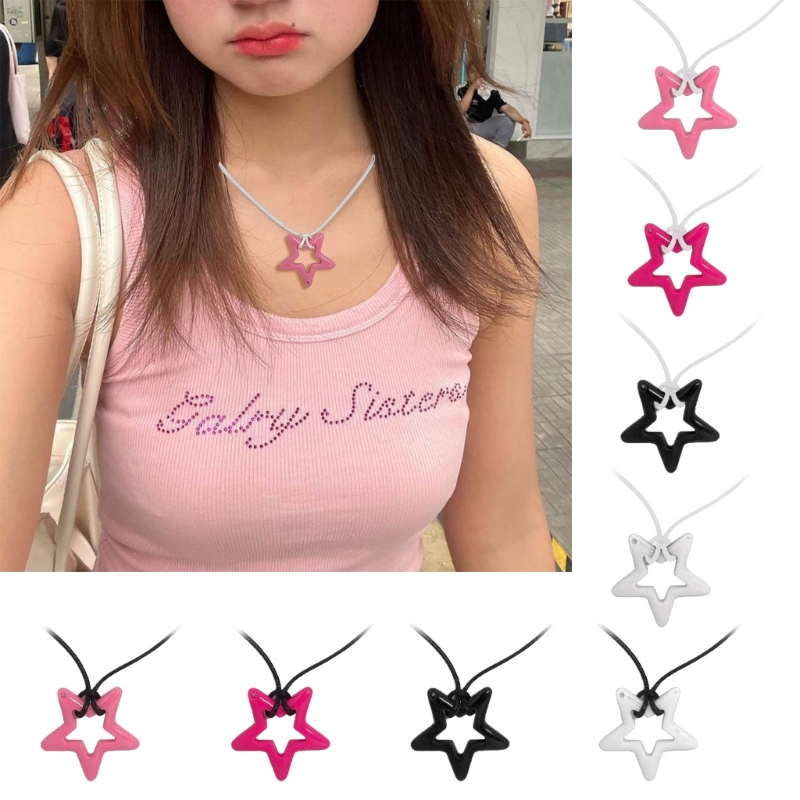 Youyo สร้อยคอโช้กเกอร์ จี้รูปดาวห้าแฉก ดาวห้าแฉก สีชมพู กลวง หวานแหวว สําหรับผู้ชาย ผู้หญิง