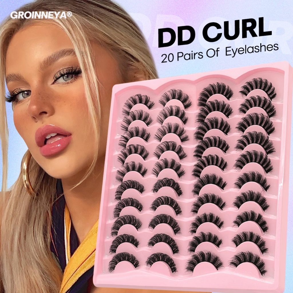 Groinneya 20 คู่รัสเซีย Strip Lashes 3D Mink Lashes ขนตาธรรมชาติ Dramatic ขนตาปลอมขายส่งขนตา Extension