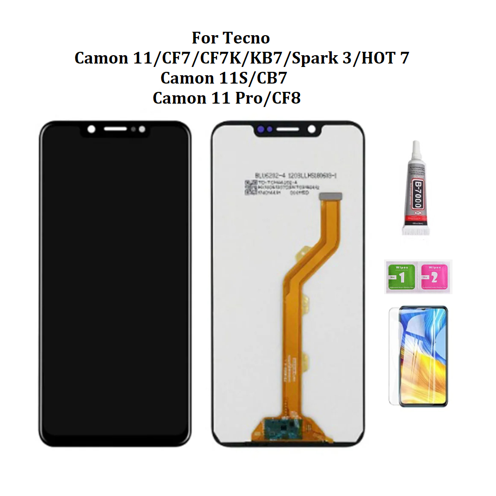 สําหรับ Tecno Camon 11 11S Pro Spark 3 Hot 7 CF7K KB7 CB7 CF8 จอแสดงผล LCD พร้อมหน้าจอสัมผัสแผงกระจก