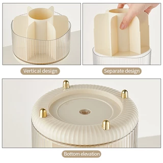 360°กล่องเก็บแปรงแต่งหน้า เครื่องสําอาง ลิปสติก แบบใส หมุนได้ จุของได้เยอะ แบบตั้งโต๊ะ