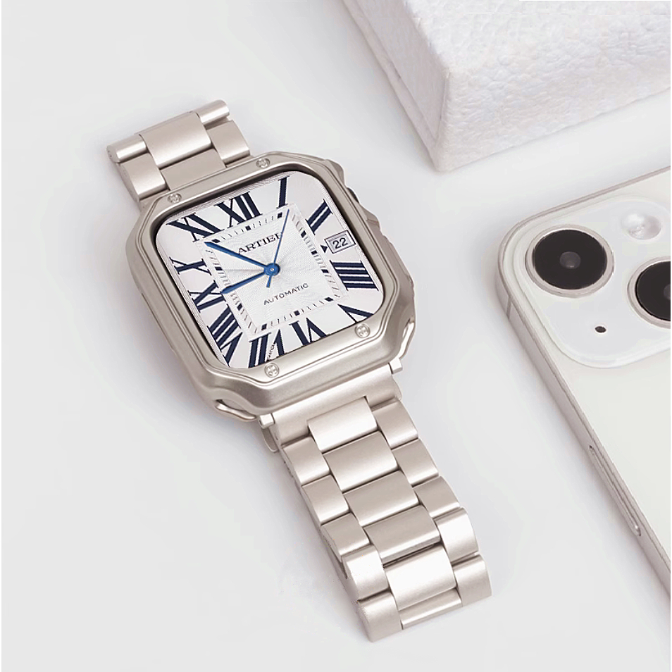 สายนาฬิกาข้อมือ สเตนเลส โลหะ แบบเปลี่ยน หรูหรา สําหรับ AP Watch Series9 8 7 6 5 4 3 2 1 SE SE2 Ultra Ultra2 ขนาด 49 มม. 41 มม. 45 มม. 38 มม. 40 มม. 42 มม. 44 มม. Compatible for apple watch สาย + เคส