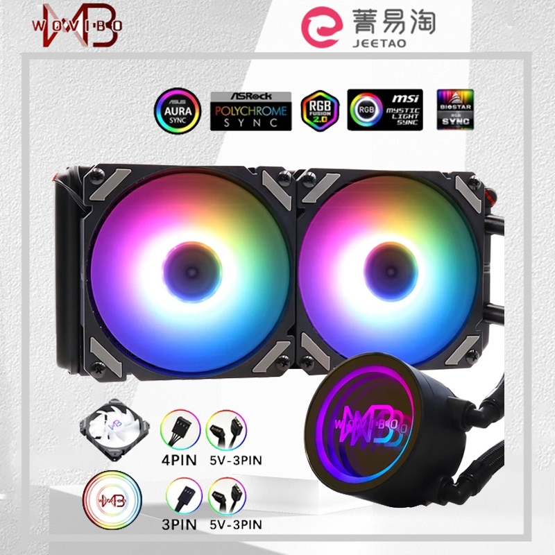 Wovibo พัดลมระบายความร้อน CPU AIO RGB ARGB 240 มม. สําหรับ LGA115X 1200 1700 2011 AM4 AM5