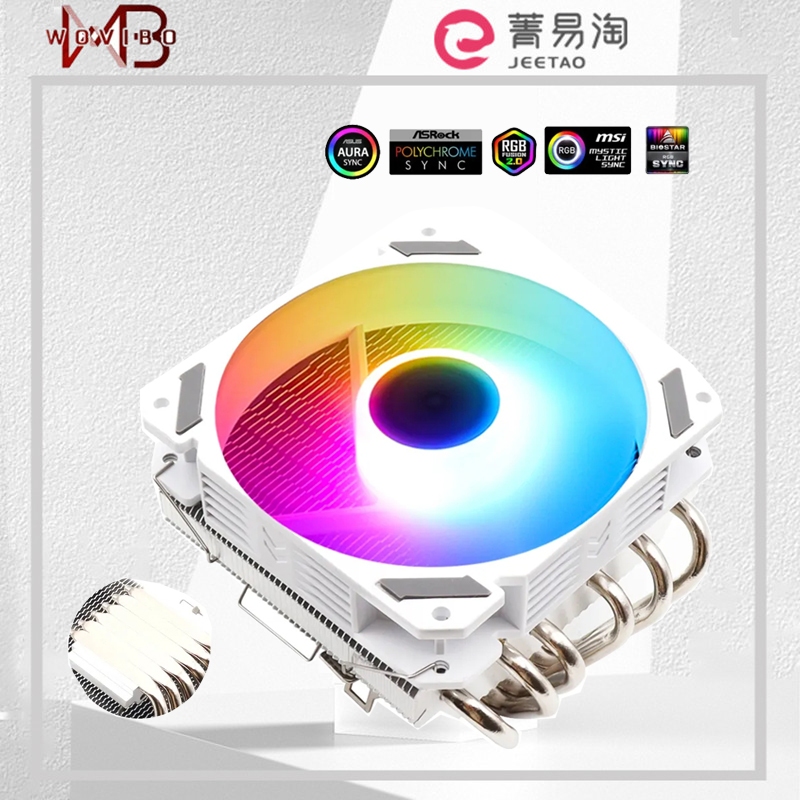 Wovibo พัดลมระบายความร้อน CPU RGB ARGB PWM 4PIN Intel LGA 1150 1151 1155 1156 1200 1700 2011 X79 X99 AM3 AM4 6 ท่อ