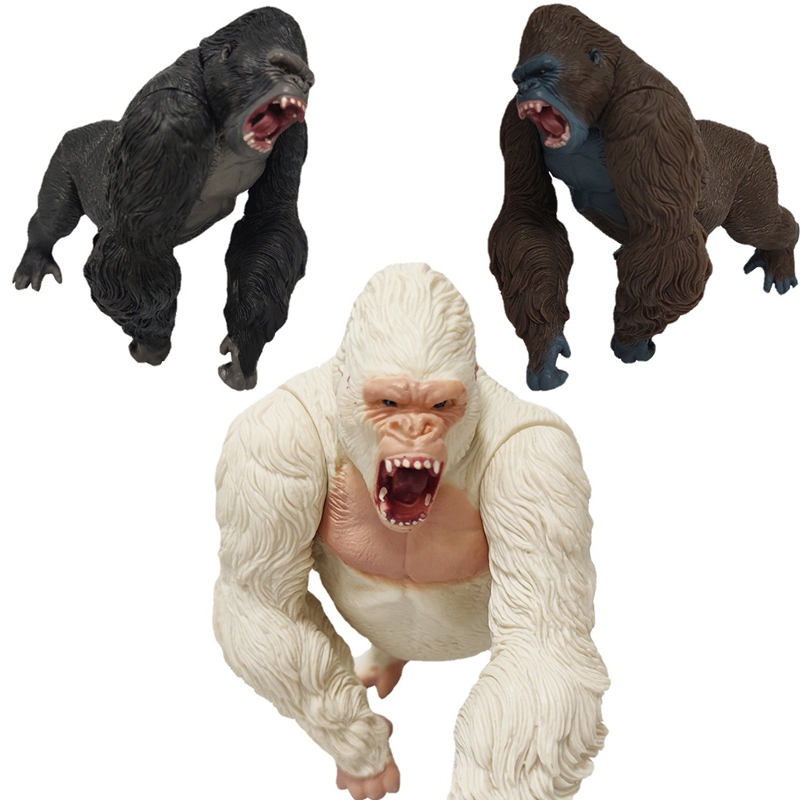ก๊อตซิลล่ากับ ฟิกเกอร์ PVC รูปกะโหลก Lsland King Kong Chimpanzee Monster King White Orangutan Gorilla ของเล่นสําหรับเด็ก